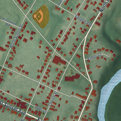 Close-up of the map of Greensboro, Maryland print showing street and building detail