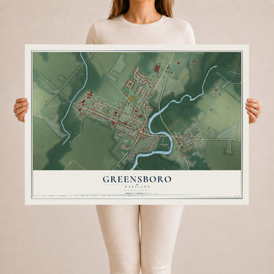Map of Greensboro, Maryland, 24 x 36 inch unframed archival matte print