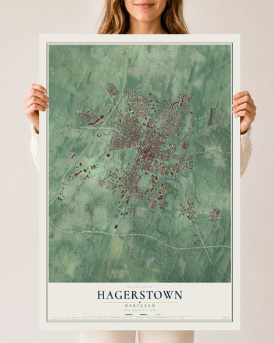 Map of Hagerstown, Maryland, 24 x 36 inch unframed archival matte print