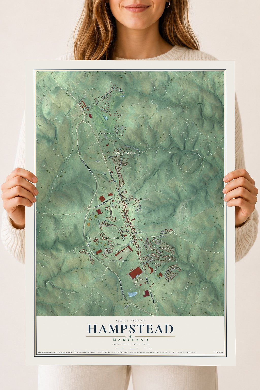 Map of Hampstead, Maryland, 18 x 24 inch unframed archival matte print