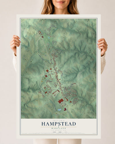 Map of Hampstead, Maryland, 24 x 36 inch unframed archival matte print
