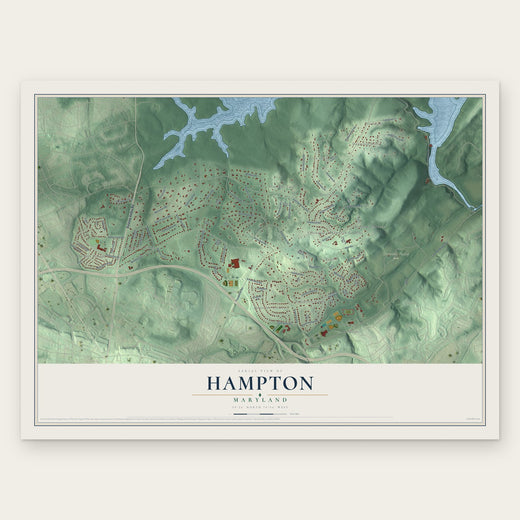 Hampton, Maryland map print, the full design