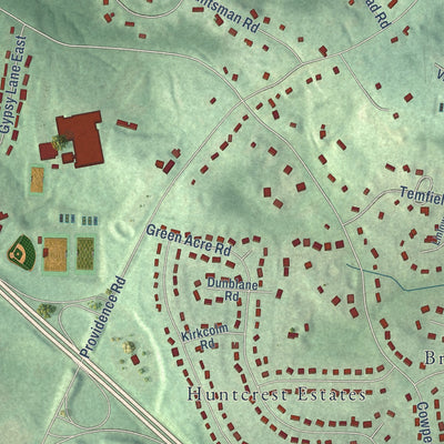 Close-up of the map of Hampton, Maryland print showing street and building detail