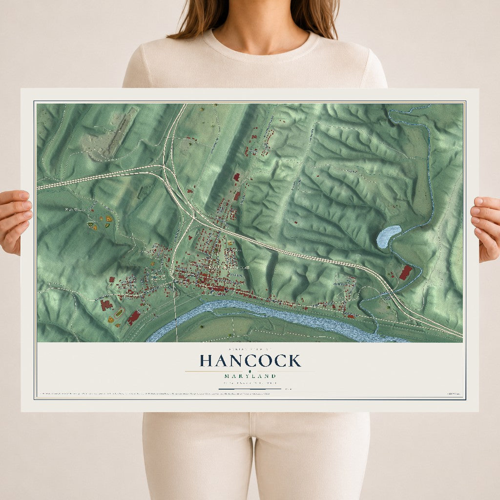 Map of Hancock, Maryland, 18 x 24 inch unframed archival matte print
