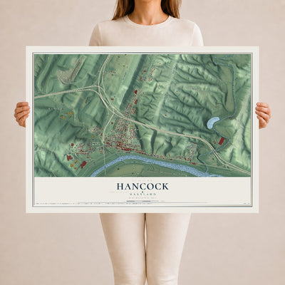 Map of Hancock, Maryland, 24 x 36 inch unframed archival matte print