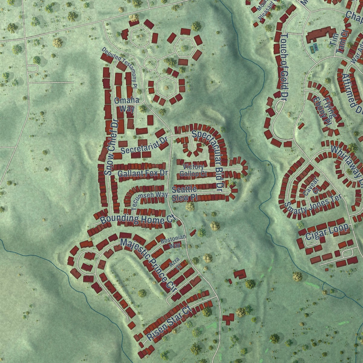 Second close-up of the map of Havre de Grace, Maryland print showing more streets and buildings