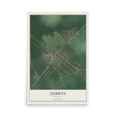 Map of Hebron, Maryland, 12 x 18 inch unframed archival matte print