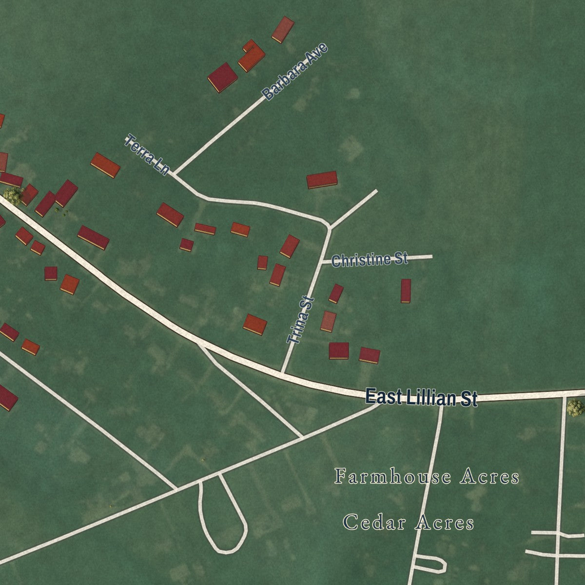 Second close-up of the map of Hebron, Maryland print showing more streets and buildings