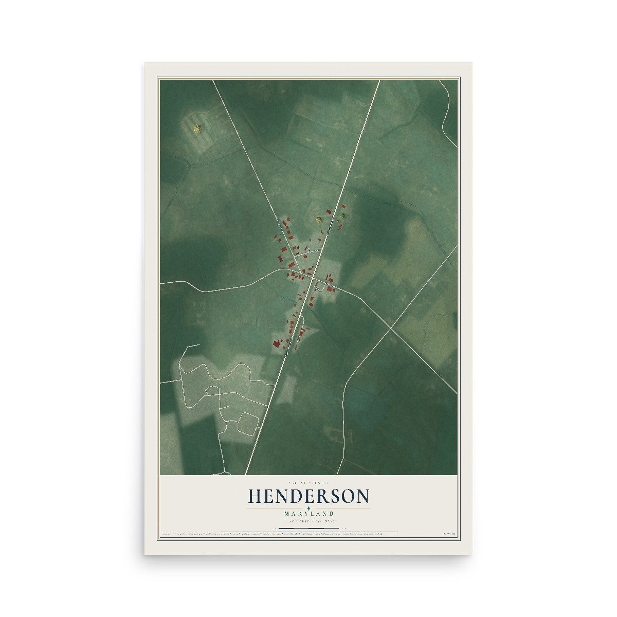 Map of Henderson, Maryland, 12 x 18 inch unframed archival matte print