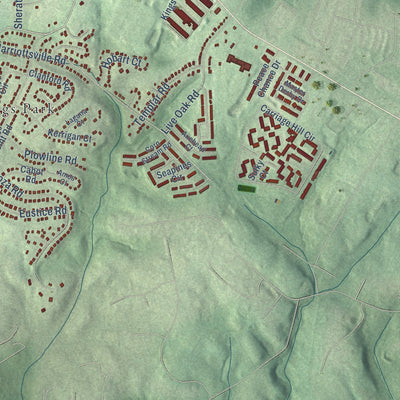 Close-up of the map of Hernwood, Maryland print showing street and building detail