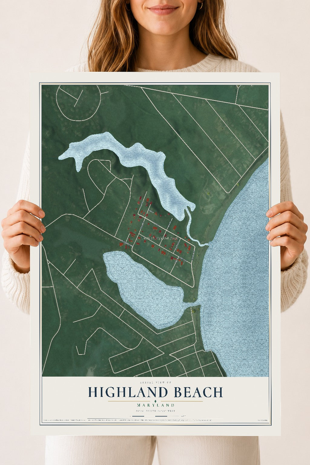 Map of Highland Beach, Maryland, 18 x 24 inch unframed archival matte print