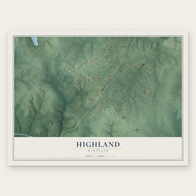 Highland, Maryland map print, the full design