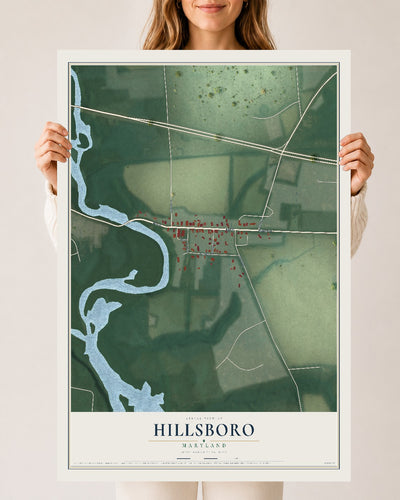 Map of Hillsboro, Maryland, 24 x 36 inch unframed archival matte print