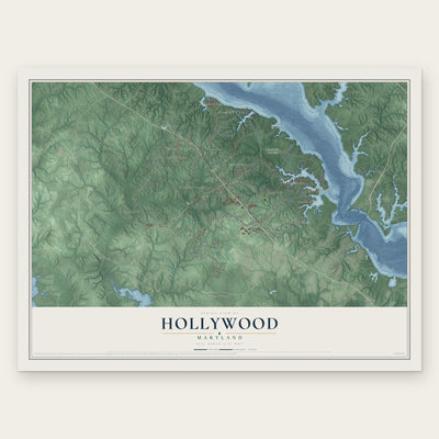 Hollywood, Maryland map print, the full design