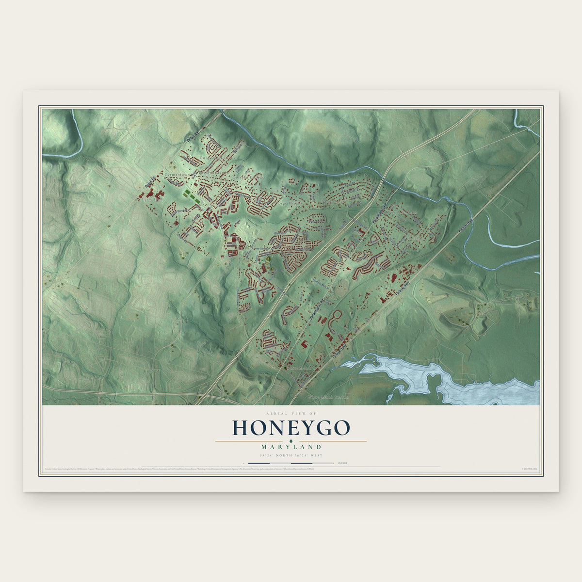 Honeygo, Maryland map print, the full design