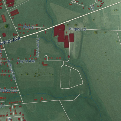 Second close-up of the map of Hurlock, Maryland print showing more streets and buildings