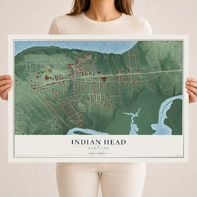 Map of Indian Head, Maryland, 18 x 24 inch unframed archival matte print
