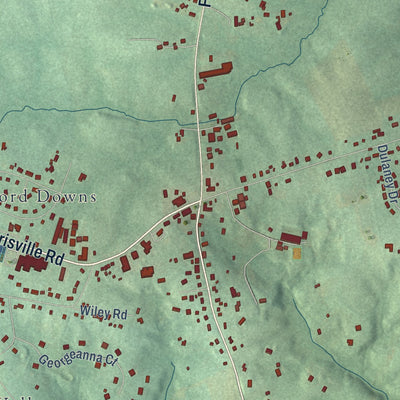 Close-up of the map of Jarrettsville, Maryland print showing street and building detail