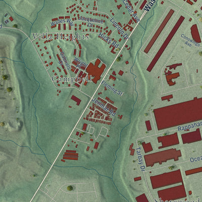 Close-up of the map of Jessup, Maryland print showing street and building detail