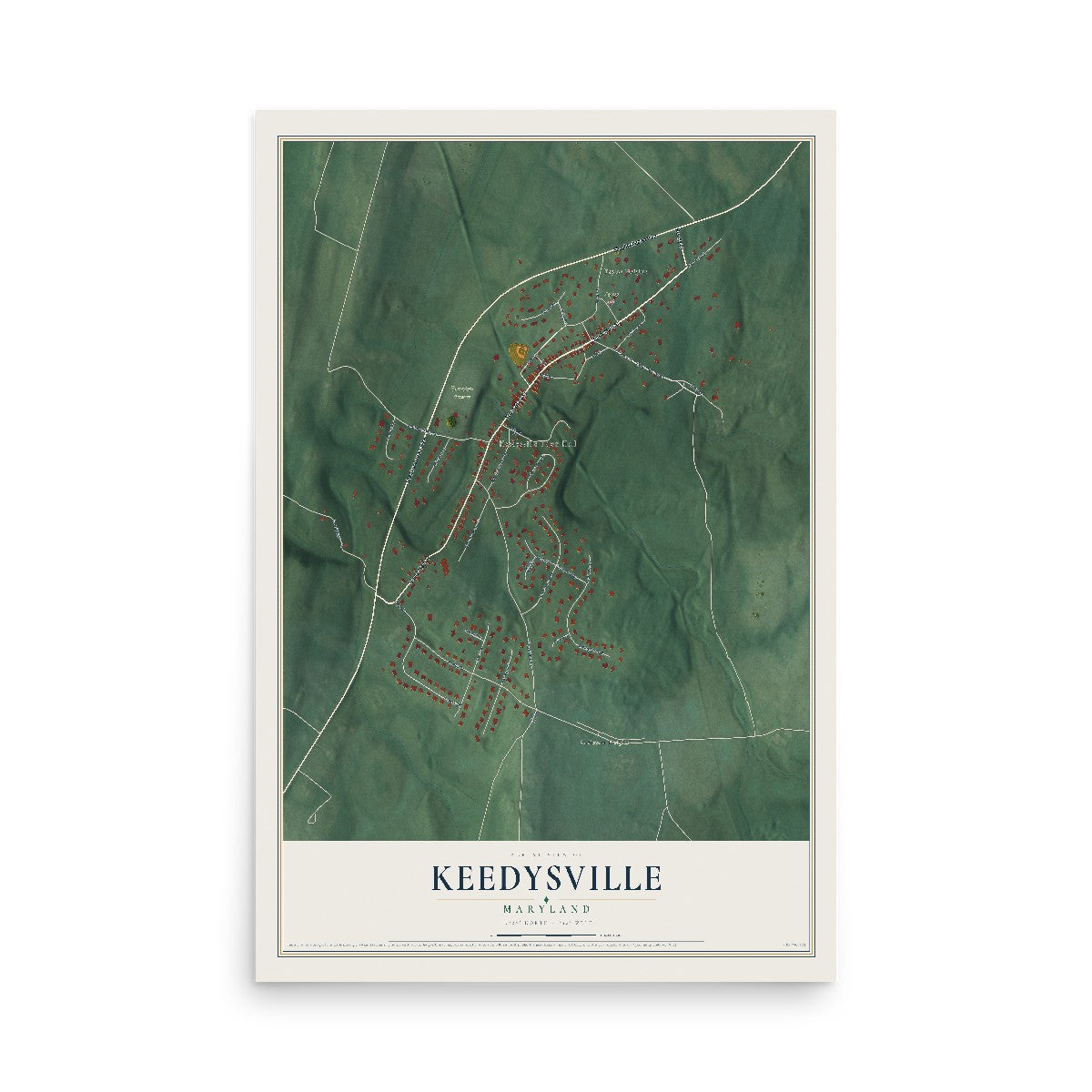 Map of Keedysville, Maryland, 12 x 18 inch unframed archival matte print