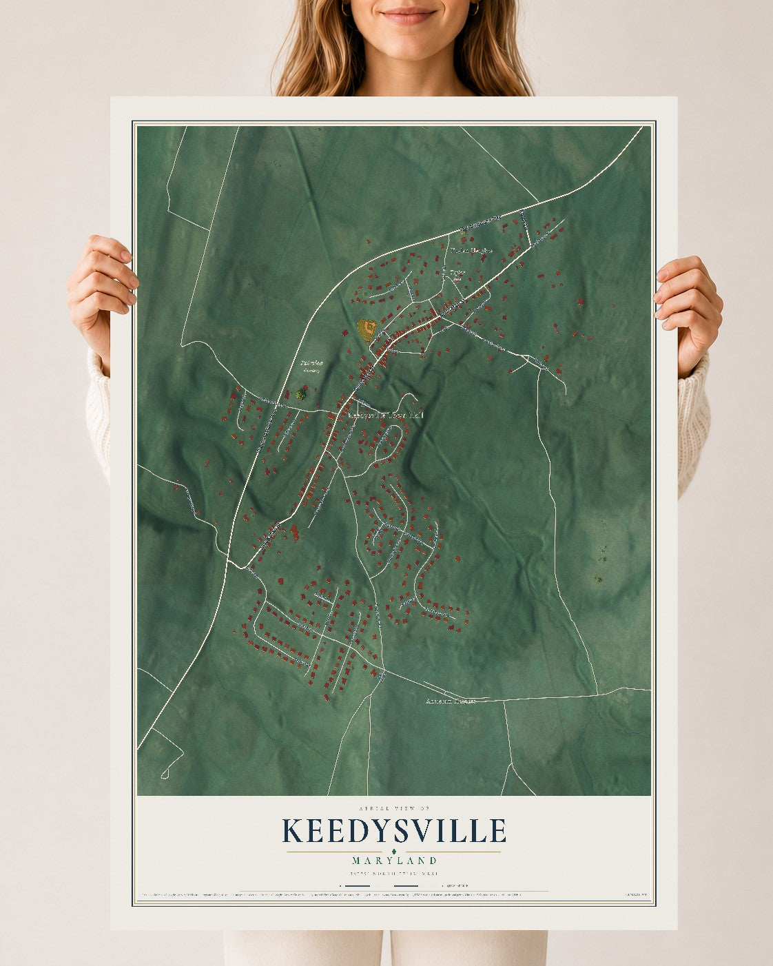 Map of Keedysville, Maryland, 24 x 36 inch unframed archival matte print