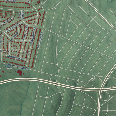 Second close-up of the map of Kemp Mill, Maryland print showing more streets and buildings