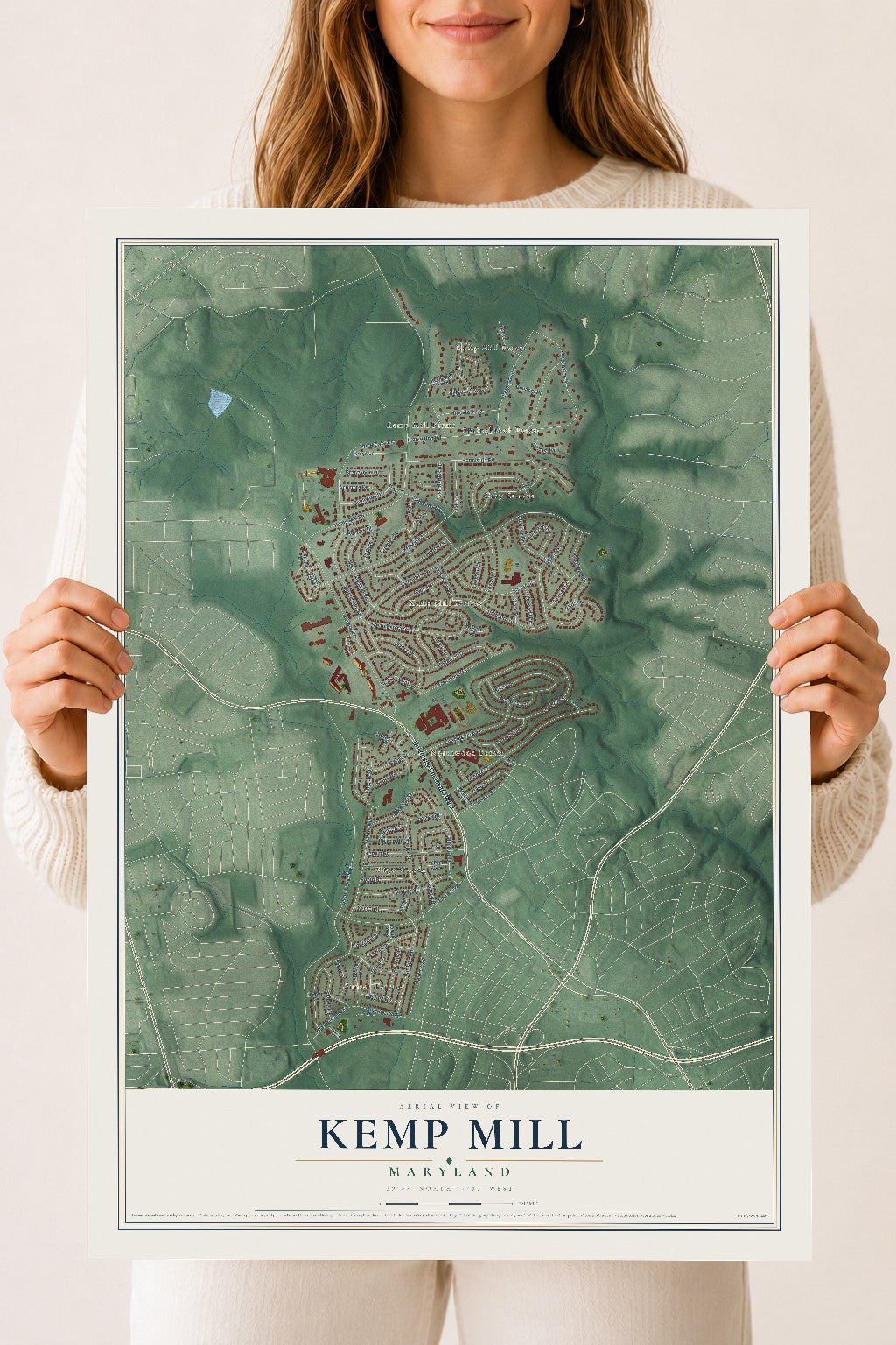 Map of Kemp Mill, Maryland, 18 x 24 inch unframed archival matte print