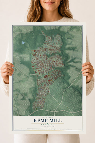 Map of Kemp Mill, Maryland, 18 x 24 inch unframed archival matte print