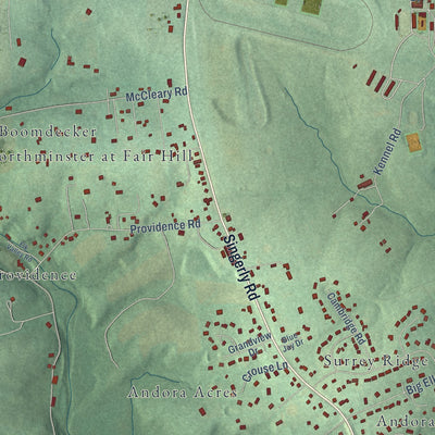 Close-up of the map of Kenmore, Maryland print showing street and building detail