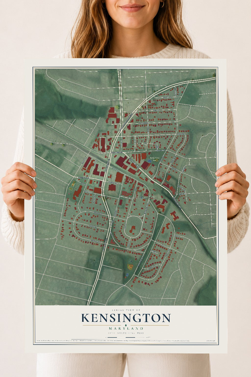 Map of Kensington, Maryland, 18 x 24 inch unframed archival matte print
