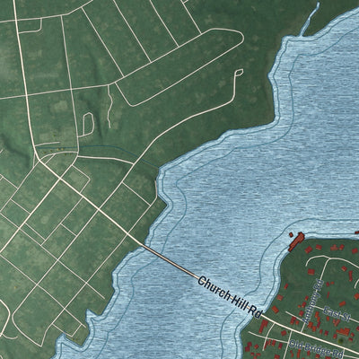 Close-up of the map of Kingstown, Maryland print showing street and building detail