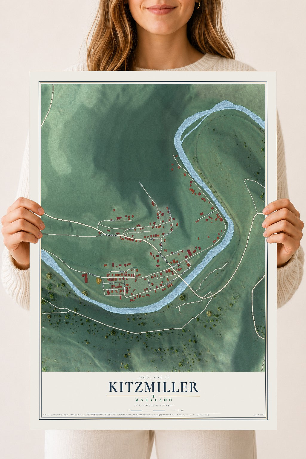 Map of Kitzmiller, Maryland, 18 x 24 inch unframed archival matte print