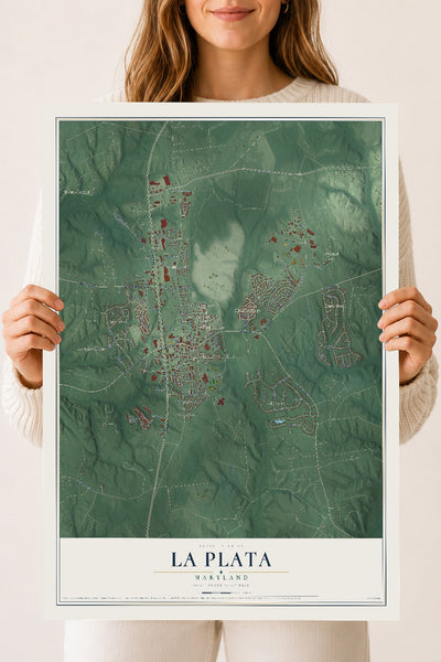 Map of La Plata, Maryland, 18 x 24 inch unframed archival matte print
