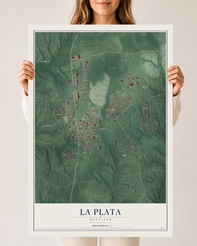 Map of La Plata, Maryland, 24 x 36 inch unframed archival matte print