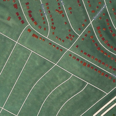Second close-up of the map of Landover Hills, Maryland print showing more streets and buildings