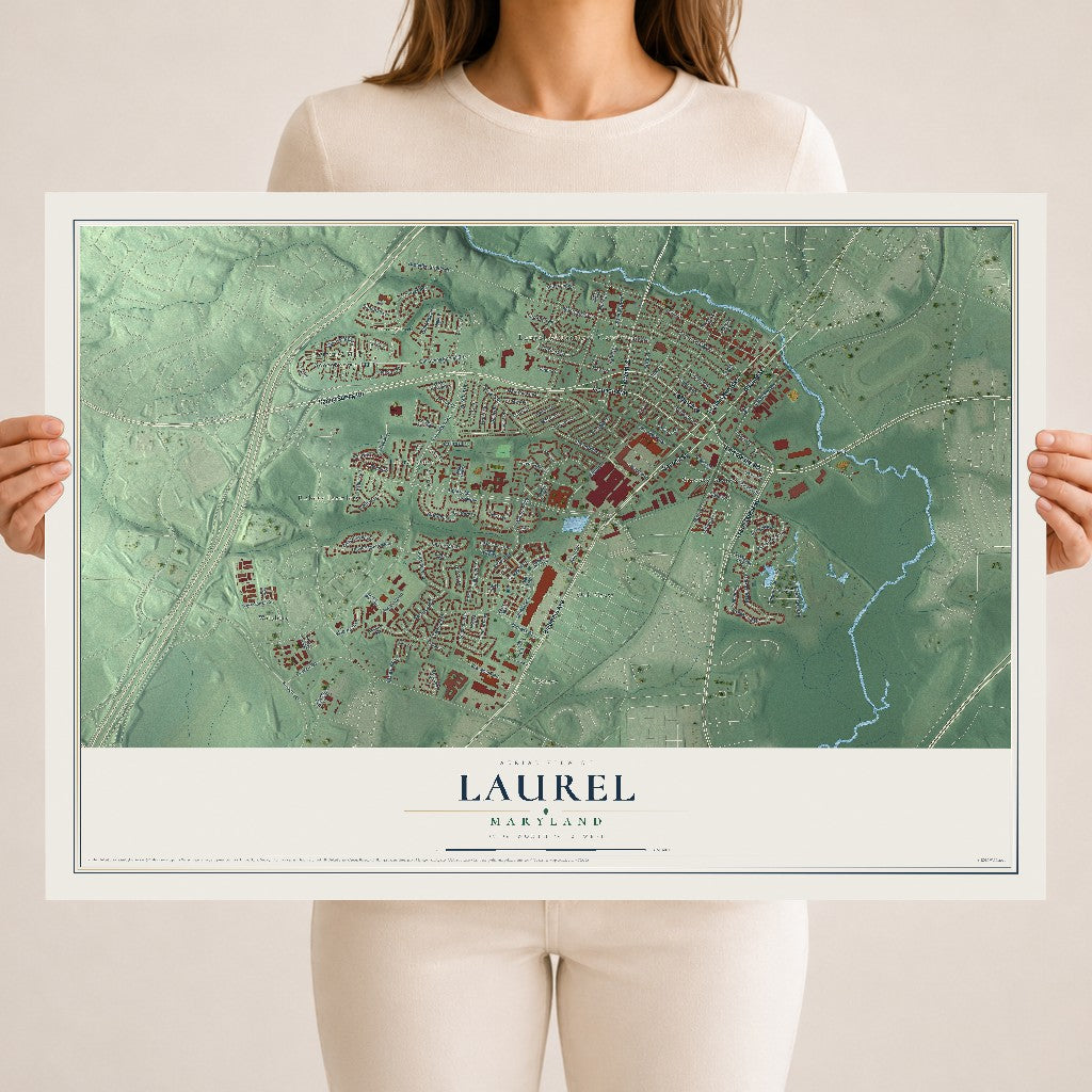Map of Laurel, Maryland, 18 x 24 inch unframed archival matte print