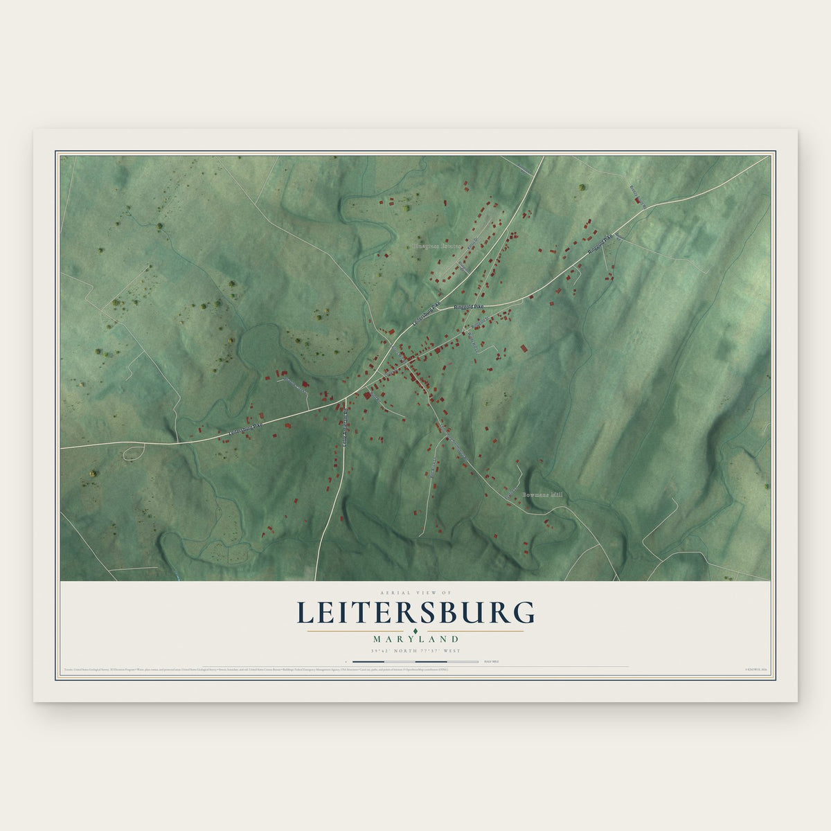 Leitersburg, Maryland map print, the full design