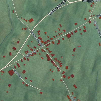 Close-up of the map of Leitersburg, Maryland print showing street and building detail