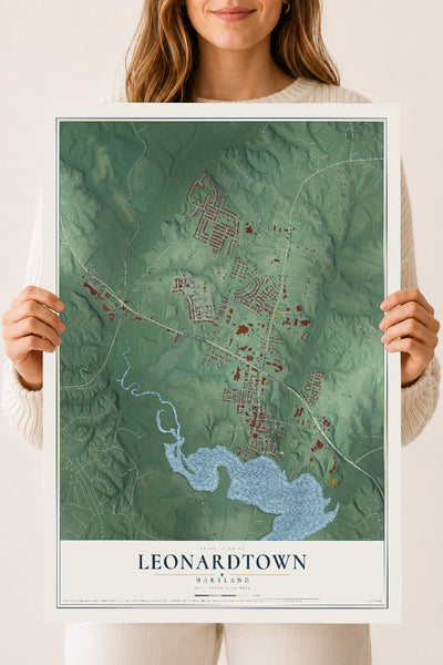 Map of Leonardtown, Maryland, 18 x 24 inch unframed archival matte print