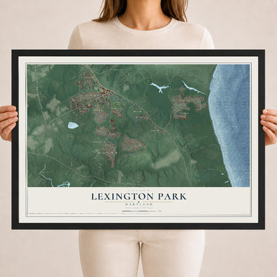 Map of Lexington Park, Maryland, 18 x 24 inch print in a black wood frame