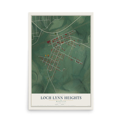 Map of Loch Lynn Heights, Maryland, 12 x 18 inch unframed archival matte print