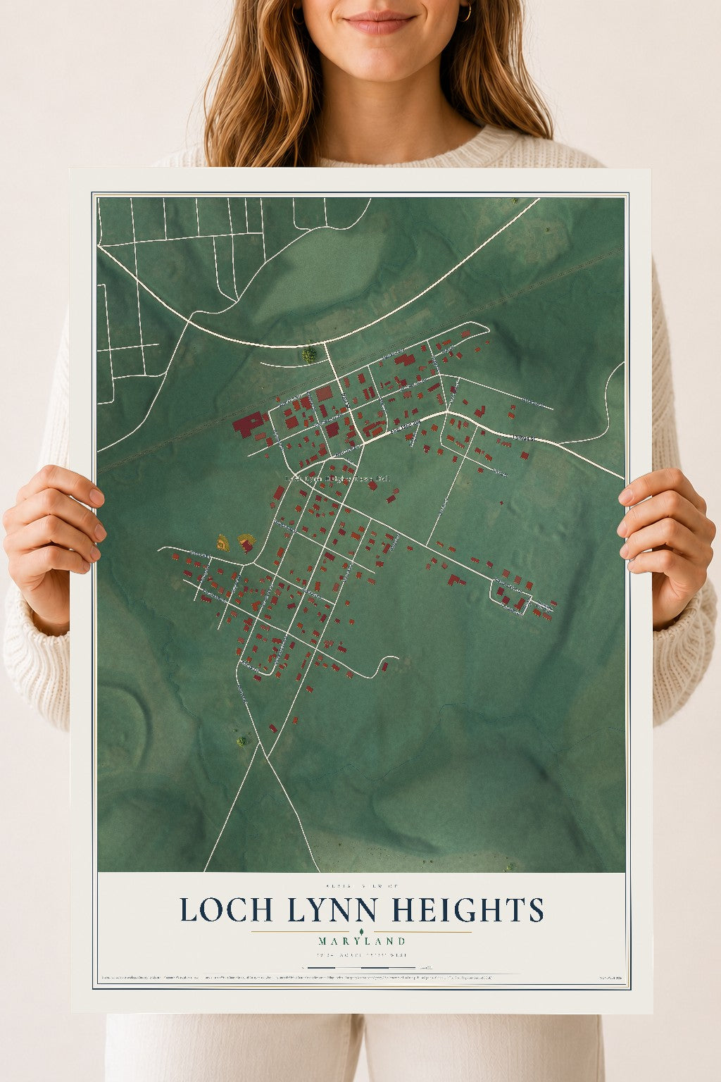 Map of Loch Lynn Heights, Maryland, 18 x 24 inch unframed archival matte print