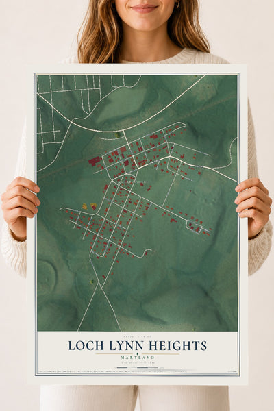 Map of Loch Lynn Heights, Maryland, 18 x 24 inch unframed archival matte print