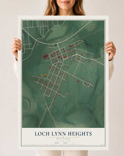 Map of Loch Lynn Heights, Maryland, 24 x 36 inch unframed archival matte print