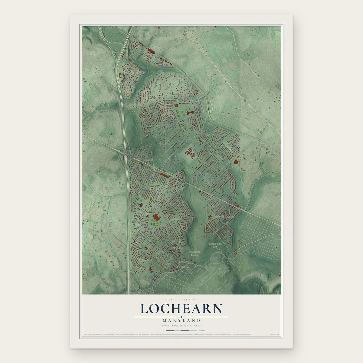 Lochearn, Maryland map print, the full design