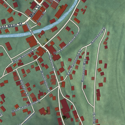 Close-up of the map of Lonaconing, Maryland print showing street and building detail