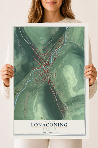 Map of Lonaconing, Maryland, 18 x 24 inch unframed archival matte print
