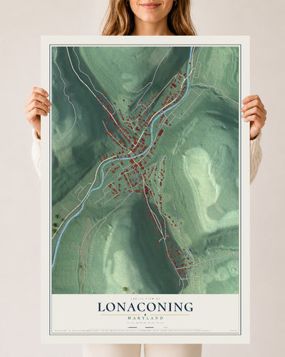 Map of Lonaconing, Maryland, 24 x 36 inch unframed archival matte print