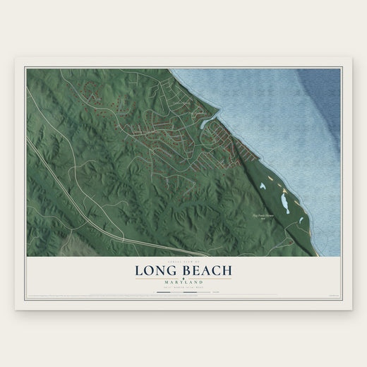 Long Beach, Maryland map print, the full design