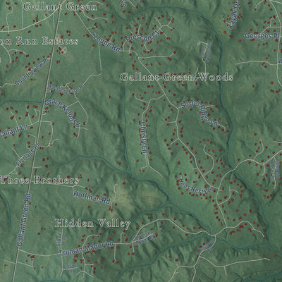 Close-up of the map of Malcolm, Maryland print showing street and building detail